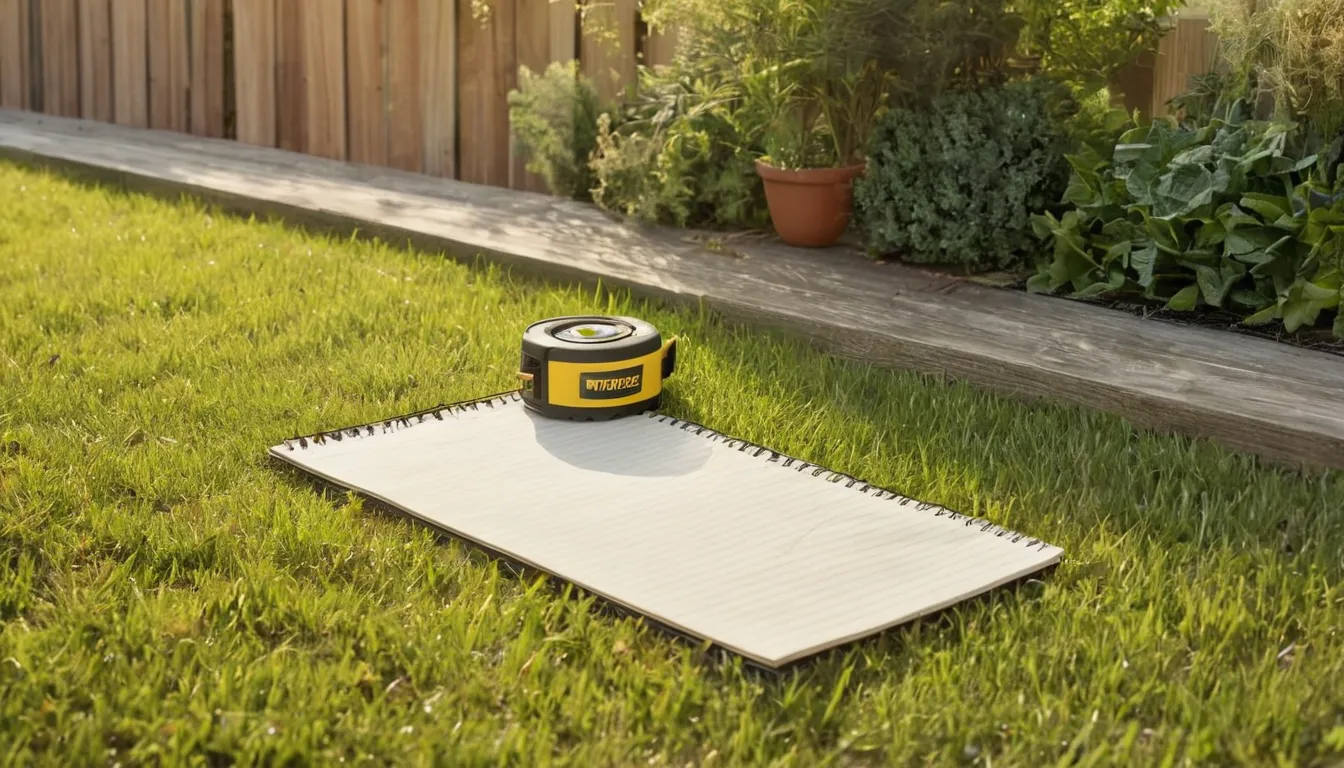 A homeowner measuring a backyard patio area in the Eagle Mountain area